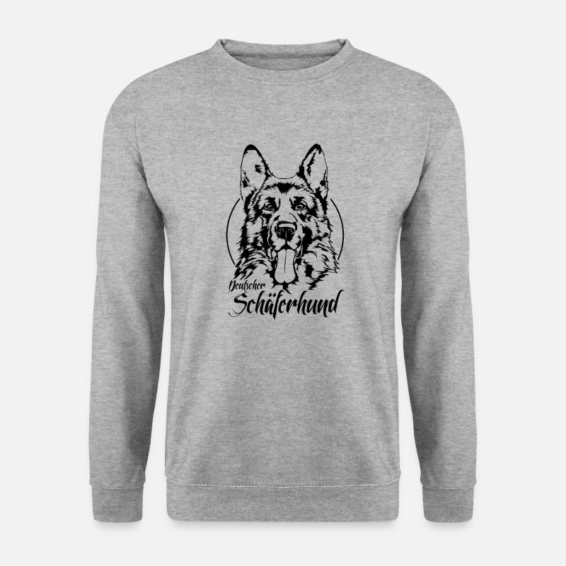 Deutscher Schäferhund Hunde Portrait Hund Wilsigns - Unisex Pullover - Weißgrau meliert