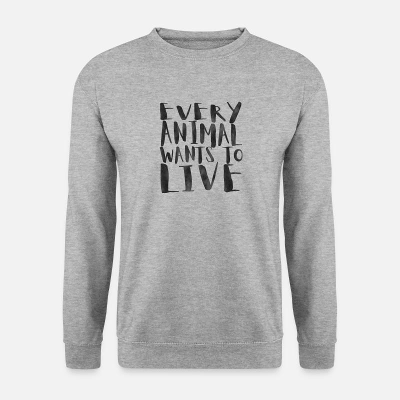 Alle Tiere wollen leben - Unisex Pullover - Weißgrau meliert
