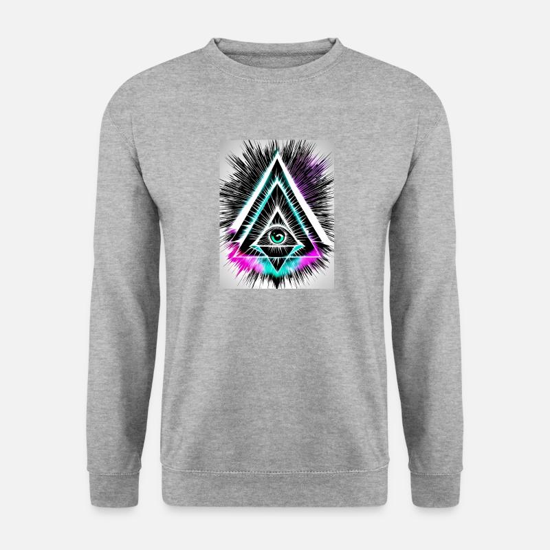 Das allsehende Auge - Unisex Pullover - Weißgrau meliert