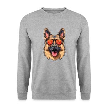 German Shepherd, Dog, Sunglasses, Summer, - Unisex Sweatshirt - salt & pepper - Front - Alina (178cm) & Michal (187cm)