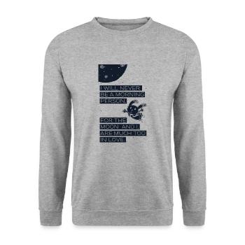 Jamais une personne du matin - Kein Frühaufsteher - Sweat-shirt Unisexe - gris chiné - Devant - Alina (178cm) & Michal (187cm)