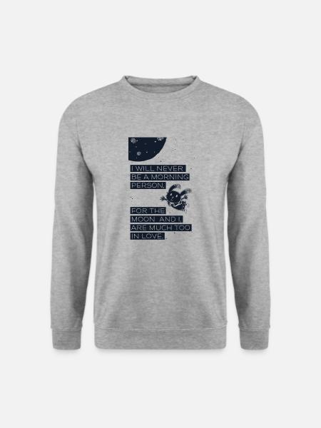 Never a morning person - Kein Frühaufsteher - Unisex Pullover - Weißgrau meliert