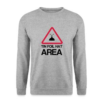 Tin Foil Hat Area - Unisex Pullover - Weißgrau meliert - Vorne - Alina (178cm) & Michal (187cm)