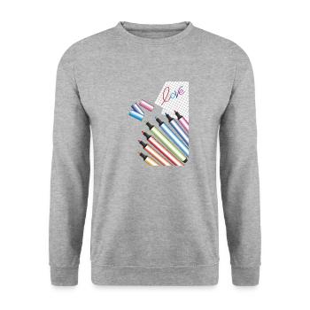 geschriebene Liebe - Unisex Pullover - Weißgrau meliert - Vorne - Alina (178cm) & Michal (187cm)