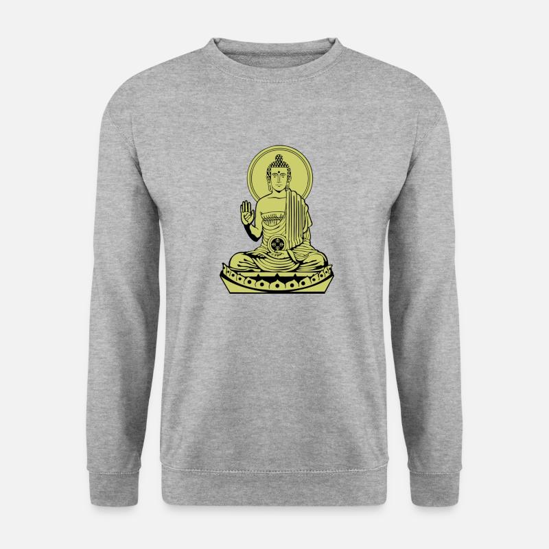 Sitting Buddha de - Unisex Pullover - Weißgrau meliert