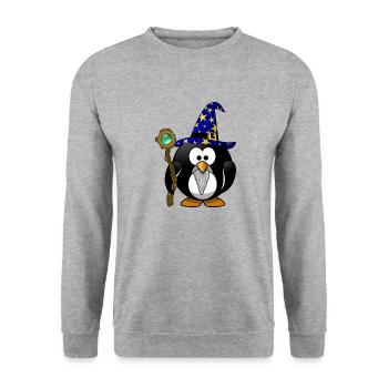 guerres magicien Gandalf paix magique étoile pingouin - Sweat-shirt Unisexe - gris chiné - Devant - Alina (178cm) & Michal (187cm)