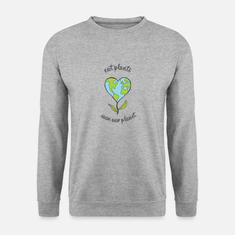 eat plants save our planet - Unisex Pullover - Weißgrau meliert