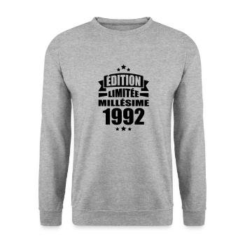 édition limitée millésime 1992 - Sweat-shirt Unisexe - gris chiné - Devant - Alina (178cm) & Michal (187cm)