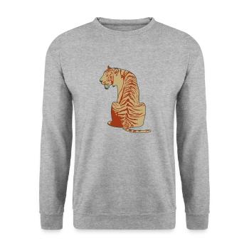 Tiger vintage gift courage strength - Unisex Sweatshirt - salt & pepper - Front - Alina (178cm) & Michal (187cm)