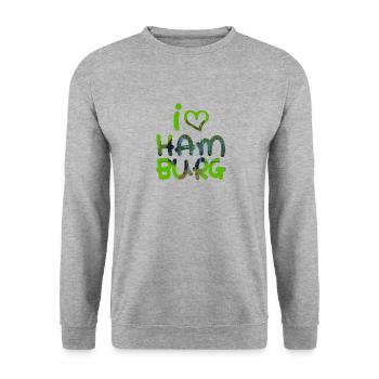 I love Hamburg - Unisex Sweatshirt - salt & pepper - Front - Alina (178cm) & Michal (187cm)