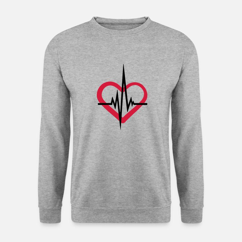 herz Stethoskop abhoeren herzschlag puls verarzten - Unisex Pullover - Weißgrau meliert