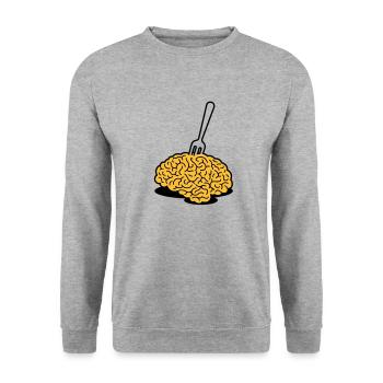 A brain with a fork - Unisex Sweatshirt - salt & pepper - Front - Alina (178cm) & Michal (187cm)
