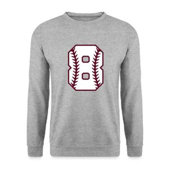 Baseball nombre softball numéro 8 huit cadeau cool - Sweat-shirt Unisexe - gris chiné - Devant - Alina (178cm) & Michal (187cm)