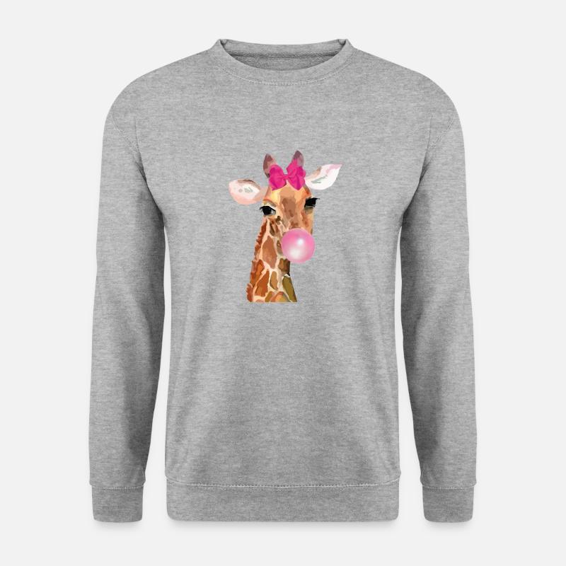 Giraffe Bubblegum - Unisex Pullover - Weißgrau meliert