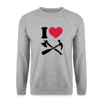 Werkzeug - Unisex Pullover - Weißgrau meliert - Vorne - Alina (178cm) & Michal (187cm)