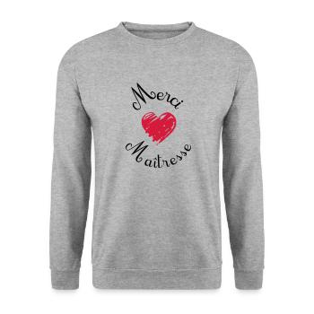 merci maîtresse cadeau fin année - Sweat-shirt Unisexe - gris chiné - Devant - Alina (178cm) & Michal (187cm)