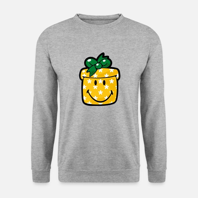 Smiley Christmas Present - Unisex Pullover - Weißgrau meliert