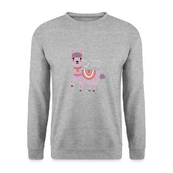 No drama Lama - Unisex Sweatshirt - salt & pepper - Front - Alina (178cm) & Michal (187cm)