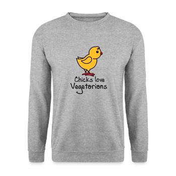 Vegetarier - Unisex Pullover - Weißgrau meliert - Vorne - Alina (178cm) & Michal (187cm)