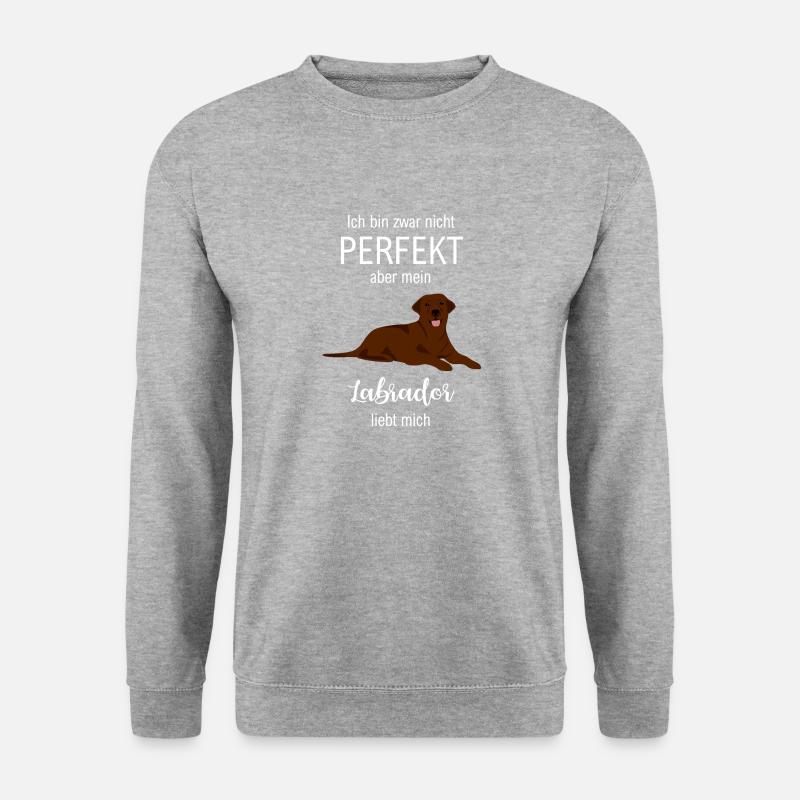 Labrador liebt mich - lustiges Hunde Geschenk - Unisex Pullover - Weißgrau meliert