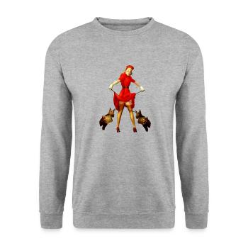 Drawing woman retro vintage dog - Unisex Sweatshirt - salt & pepper - Front - Alina (178cm) & Michal (187cm)