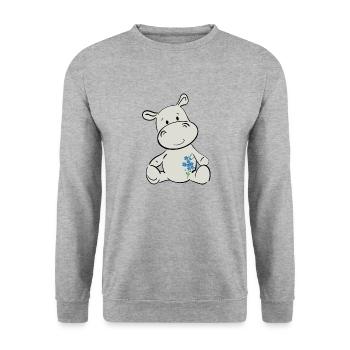 Happy Hippo - Unisex Pullover - Weißgrau meliert - Vorne - Alina (178cm) & Michal (187cm)