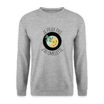 je peux pas j'ai omelette oeuf cuisine plat repas - Sweat-shirt Unisexe - gris chiné - Devant - Alina (178cm) & Michal (187cm)