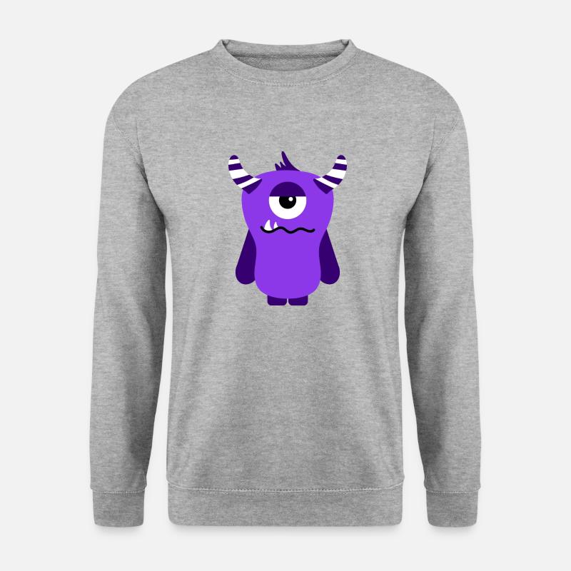 Blaues Monster - Unisex Pullover - Weißgrau meliert