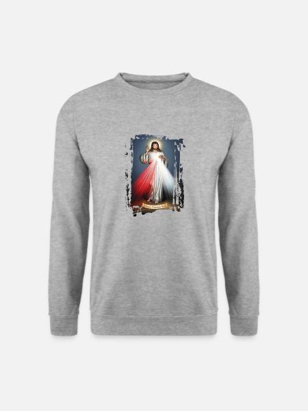 Jesus - Unisex Pullover - Weißgrau meliert