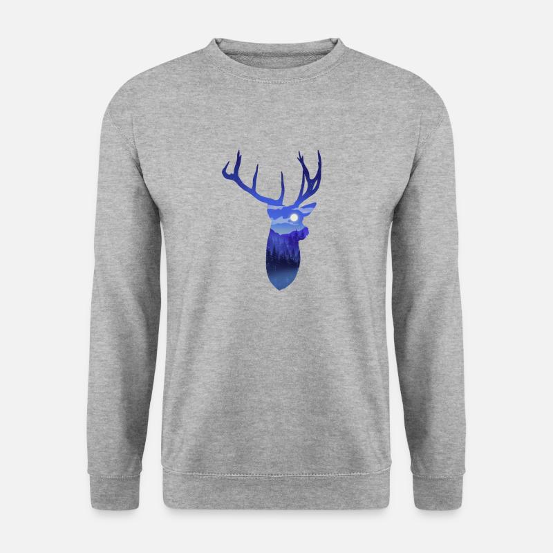 Hirsch Nachthimmel - Unisex Pullover - Weißgrau meliert