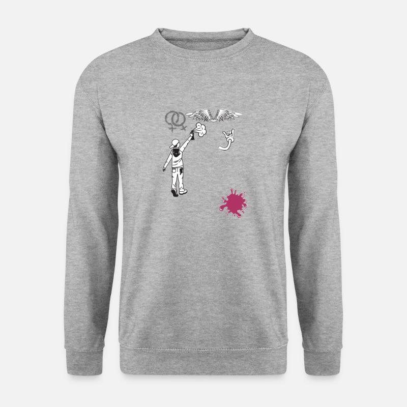 Straßen-Graffiti - Unisex Pullover - Weißgrau meliert