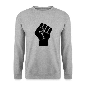 Raised Fist symbol - Unisex Sweatshirt - salt & pepper - Front - Alina (178cm) & Michal (187cm)