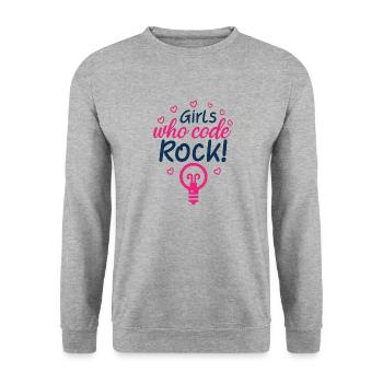 Mädchen, die Rock kodieren 01 - Unisex Pullover - Weißgrau meliert - Vorne - Alina (178cm) & Michal (187cm)