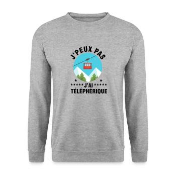 j'peux pas j'ai téléphérique - Sweat-shirt Unisexe - gris chiné - Devant - Alina (178cm) & Michal (187cm)