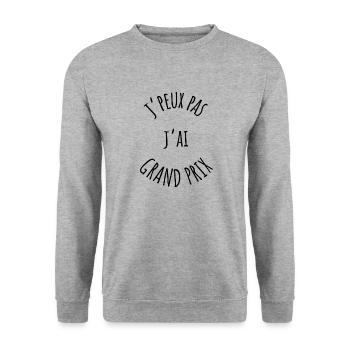 J'PEUX PAS J'AI GRAND PRIX - Sweat-shirt Unisexe - gris chiné - Devant - Alina (178cm) & Michal (187cm)