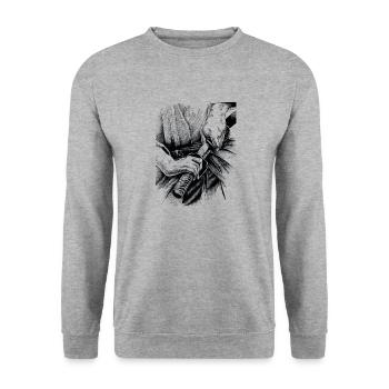 Samurai Katana Pencil Art Design Peint à la main - Sweat-shirt Unisexe - gris chiné - Devant - Alina (178cm) & Michal (187cm)