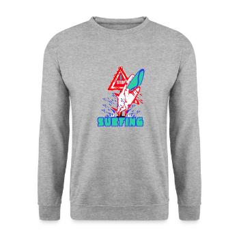Stop - Surfing - Unisex Pullover - Weißgrau meliert - Vorne - Alina (178cm) & Michal (187cm)