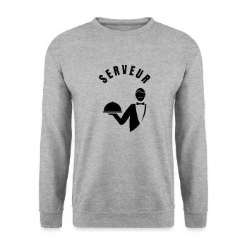 Collection Serveur - Profession - Sweat-shirt Unisexe - gris chiné - Devant - Alina (178cm) & Michal (187cm)