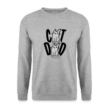 Cat Dad Text Logo - Unisex Pullover - Weißgrau meliert - Vorne - Alina (178cm) & Michal (187cm)