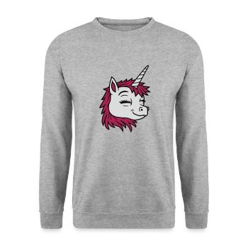 Head happy comic unicorn - Unisex Sweatshirt - salt & pepper - Front - Alina (178cm) & Michal (187cm)