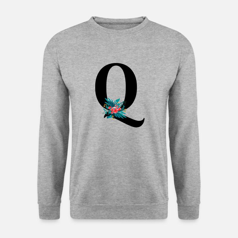 Buchstabe Q geblüht - Unisex Pullover - Weißgrau meliert