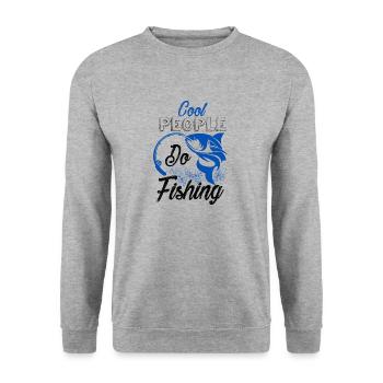 Cool people go fishing - fishing is for cool - Unisex Sweatshirt - salt & pepper - Front - Alina (178cm) & Michal (187cm)