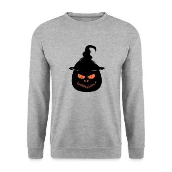 Kürbis Face - Unisex Pullover - Weißgrau meliert - Vorne - Alina (178cm) & Michal (187cm)