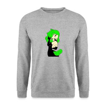 Hoodie Green Cyber Gothic Punk Rock Woman in Black - Unisex Sweatshirt - salt & pepper - Front - Alina (178cm) & Michal (187cm)