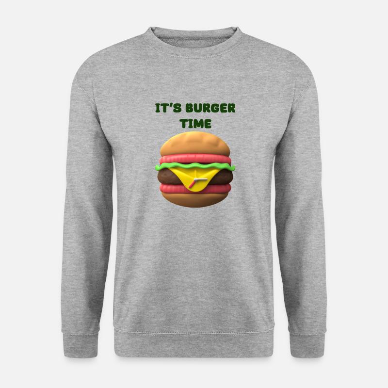 IT‘S BURGER TIME - Unisex Pullover - Weißgrau meliert