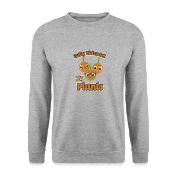 Ablenkt von Pflanzen Naturgärtner Hobbygärtner - Unisex Pullover - Weißgrau meliert - Vorne - Alina (178cm) & Michal (187cm)