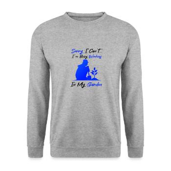 Hobby Gardener Nature Gardening Ironisches Zitat - Unisex Pullover - Weißgrau meliert - Vorne - Alina (178cm) & Michal (187cm)