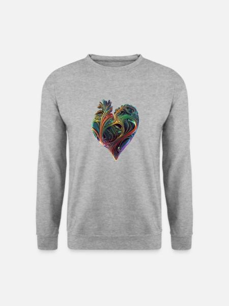 Herz - Unisex Pullover - Weißgrau meliert