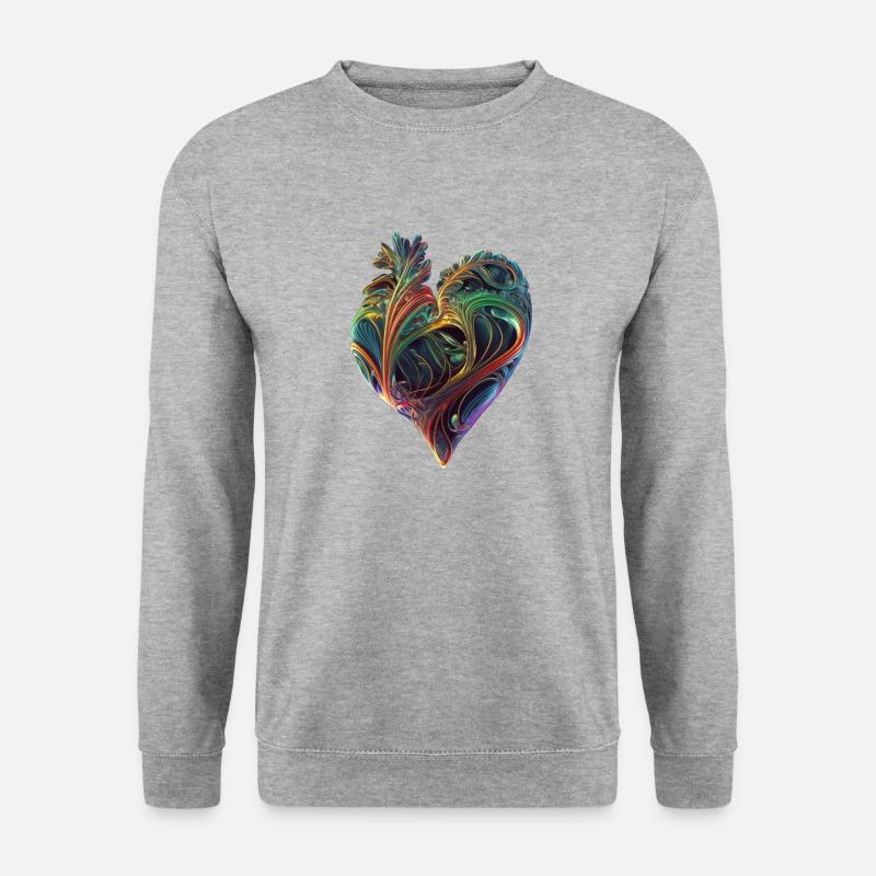 Herz - Unisex Pullover - Weißgrau meliert