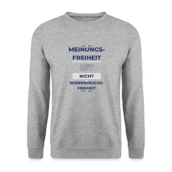 Meinungsfreiheit LBHGBW - Unisex Pullover - Weißgrau meliert - Vorne - Alina (178cm) & Michal (187cm)
